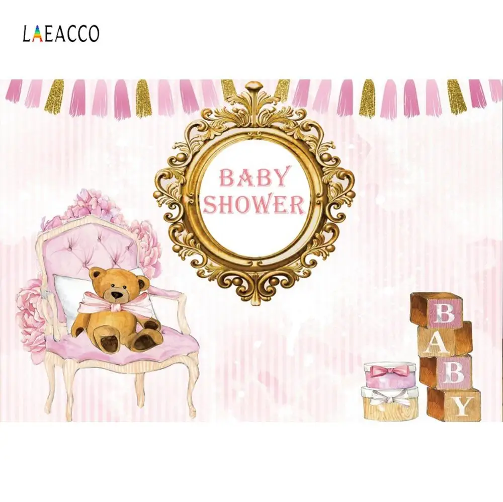 Laeacco Baby Shower фоны для фотографии Плюшевые мишки подарок вечерние фотографий фон