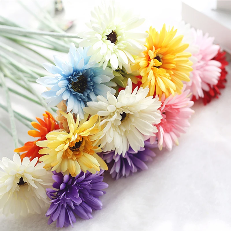 New Arrival Silk Gerbera Artificial Flower Bouquet For Wedding Car Decoration DIY Garland Decorative Floristry Flowers GHMY | Дом и сад