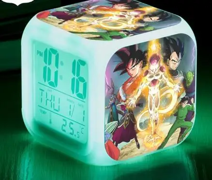 Розовый Повтор wekker часы Dragon Ball будильник светодиодный reloj despertador детские часы цифровые часы многофункциональная лампа подарки+ коробка - Цвет: Розовый