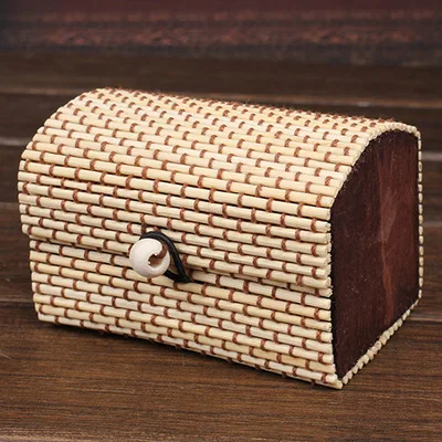 Бежевый Fashion Ring Necklace Earrings Bamboo Wooden Jewelry Storage Boxes Cosmetic Hot Selling Storage Container - Цвет: Бежевый