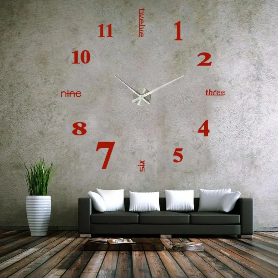 Новые акриловые современные настенные часы сделай сам 3D зеркальные наклейки с