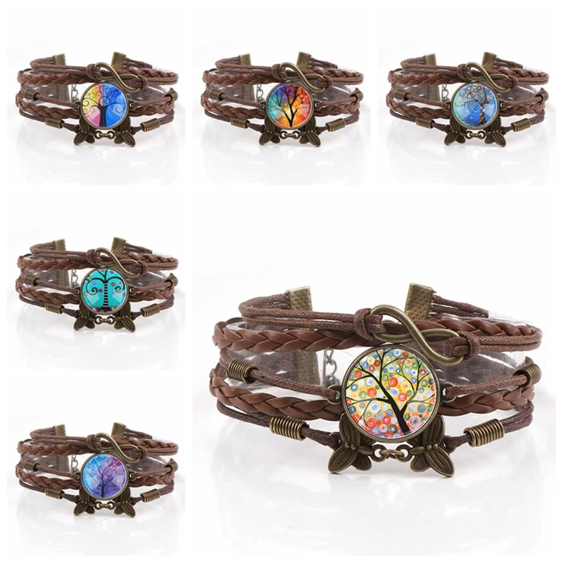 Браслет из искусственной кожи с изображением дерева жизни|tree of life bracelet|bracelet treetree