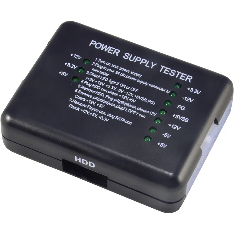 Тестер электропитания ATX 1 шт. черный с разъемами 20/24 Pin SATA Molex HDD для PSU PC|Тестеры
