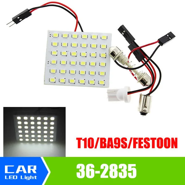 Новый 36 2835 Светодиодный светильник универсальный T10 BA9S Festoon 3 адаптера белая