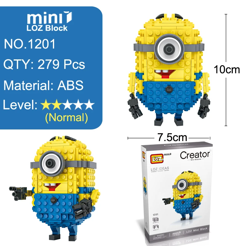 Loz бриллиант миньоны беспорядок конструктор мультфильм аниме фигурки