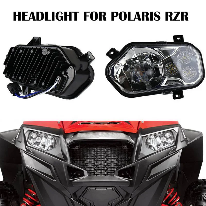 ATV Accessories Led Lights Atv Headlights Polaris RZR XP 900 New LED headlights Polaris RZR 800 LED Black projector headlights
