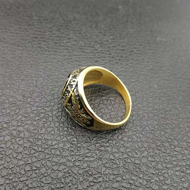 Модное масонское кольцо из нержавеющей стали 316L золотого цвета для мужчин с