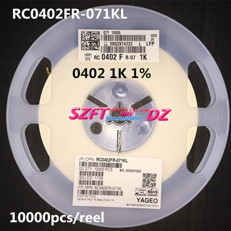 

SZFTHRXDZ 100% new original Wholesale prices 10000PCS RC0402FR-071KL 0402 1K 1%