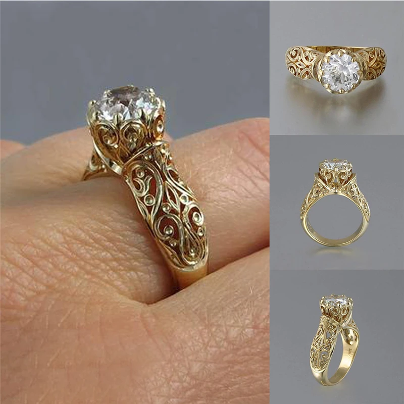 Женское кольцо ROMAD с фианитом в форме цветка модное роскошное покрытием из