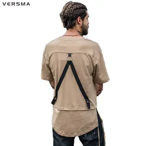 VERSMA в стиле хип-хоп ленты отверстия футболки в мозаичном стиле, футболки в стиле пэтчворк для мужчин женские летние туфли в повседневном стиле; Туфли в Корейском стиле; Одежда в винтажном стиле; Свободные большеразмерная футболка мужская, Прямая поставка
