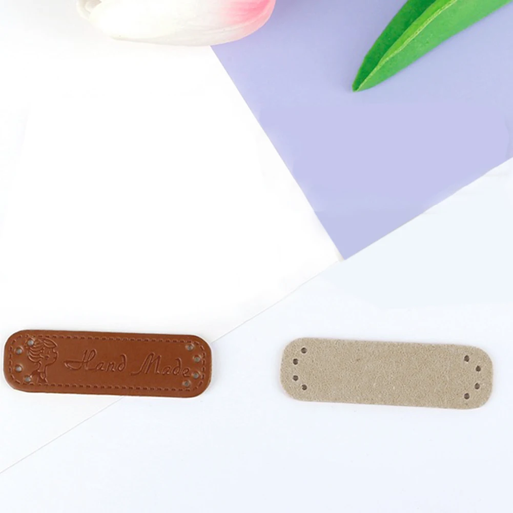 Прямоугольник стикер с тиснением PU кожаные этикетки для одежды флаг ручной DIY |