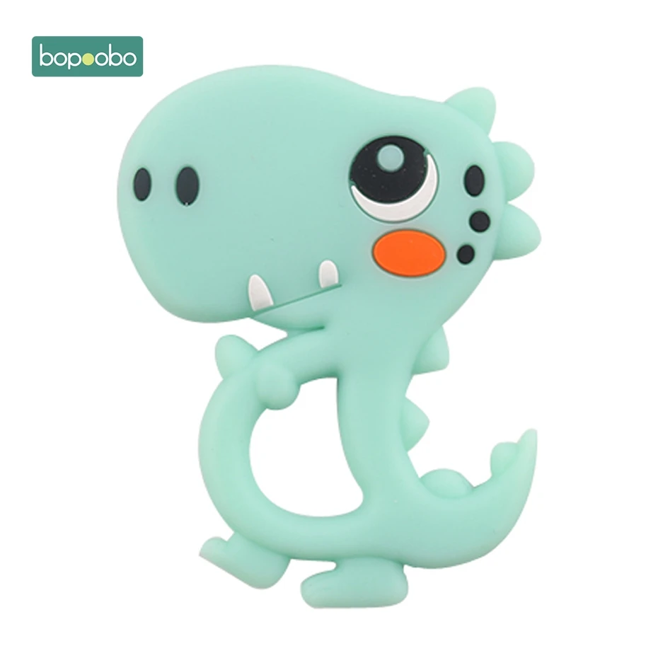 Mint Dinosaur Bopobo 1 шт., силиконовый Прорезыватель для зубов, пищевая погремушка в виде динозавра, подвеска для прорезывания зубов, сделай сам, соска, клипт, аксессуары для ухода за ребенком, Gitfs - Цвет: Mint Dinosaur
