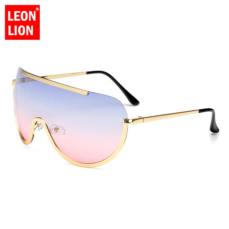 LeonLion 2021 цельные большие солнцезащитные очки женские классические круглые