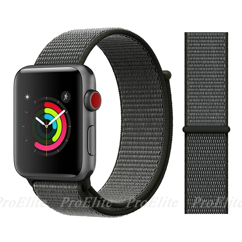 Color8 Dark Olive Нейлон Ремешок для наручных часов Apple Watch серии 3/2/1 38 мм 42 мм мягкий нейлон дышащий сменный ремешок Спортивная петля для наручных часов iwatch серии 4 40 мм 44 мм - Цвет ремешка: Color8 Dark Olive