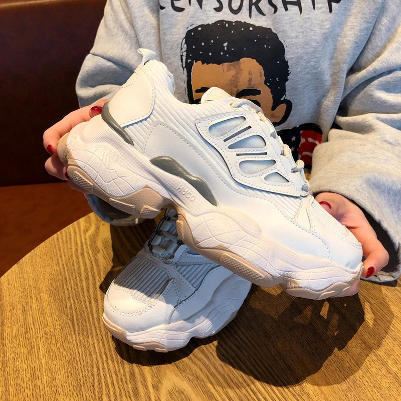 Женские Дизайнерские кроссовки на платформе Вулканизированная подошва шнуровке