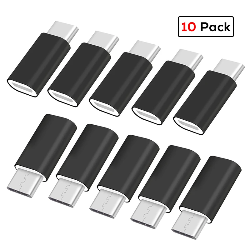 10 Pack Black EECPT 10 Упаковка OTG type C адаптер USB C к Micro USB OTG кабель type-C разъем адаптера для Macbook samsung S9 S8 huawei P20 P10 - Цвет: 10 Pack Black
