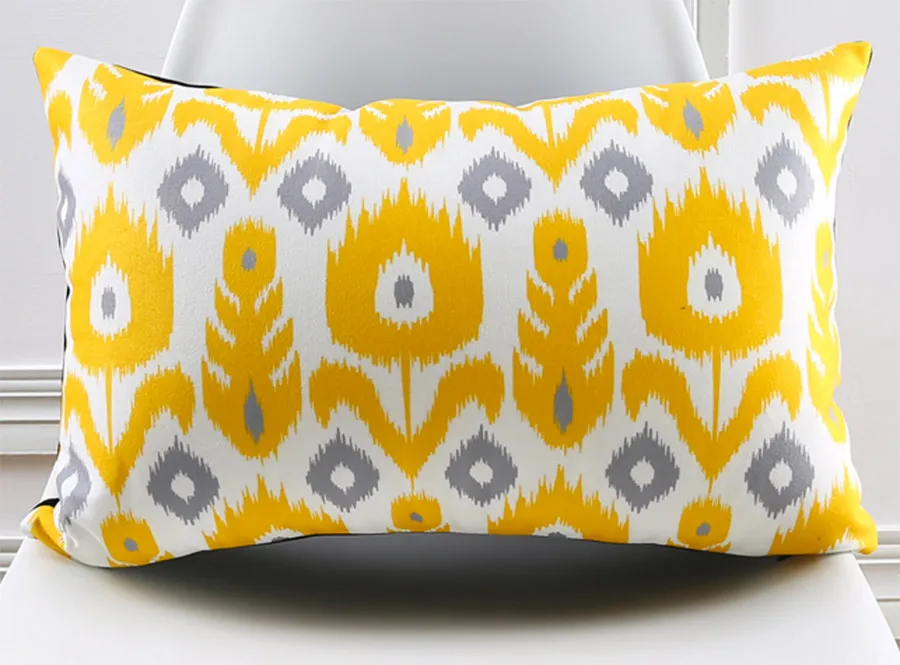 Бесплатная доставка! Желто серая квадратная подушка с геометрическим