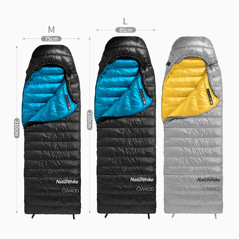 Сверхлегкий зимний теплый спальный мешок NatureHike NH CW400 с гусиным пухом | Спорт и
