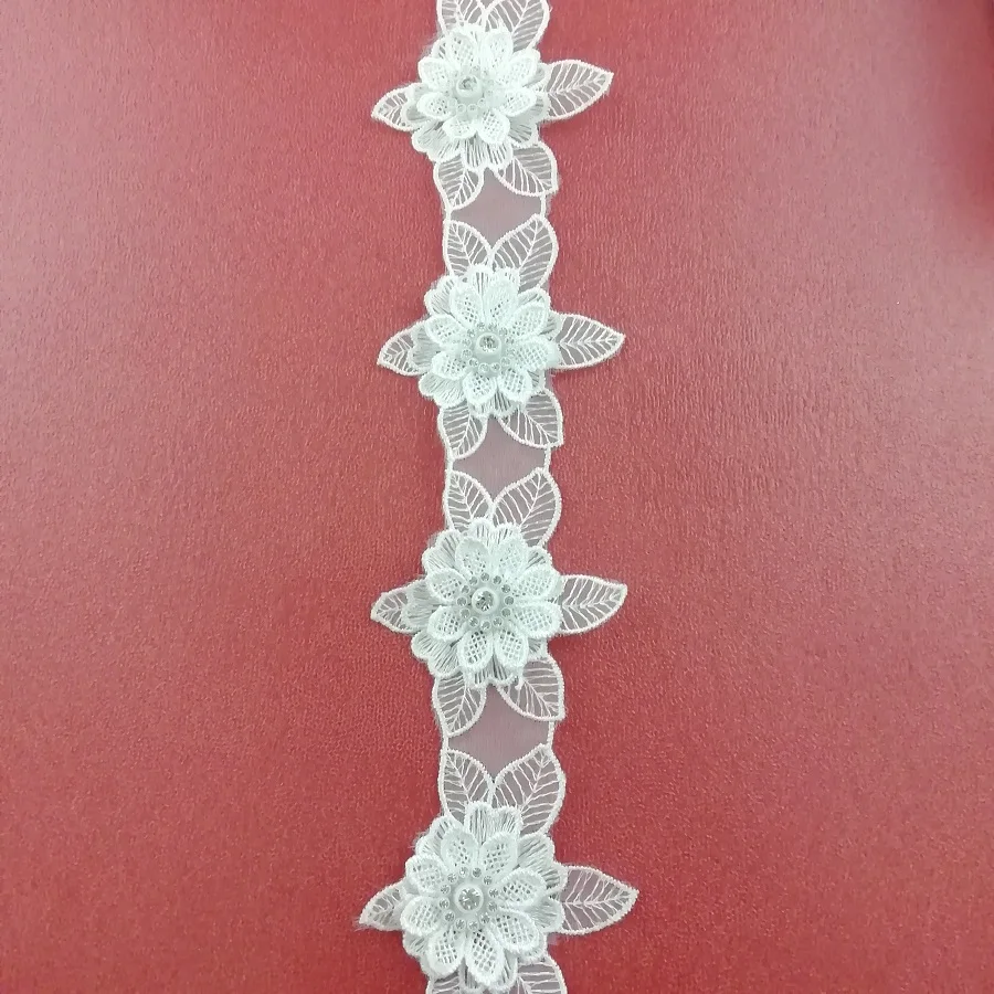 Растворимая 3D Алмазная Цветочная вышивка аппликация с кружевной отделкой