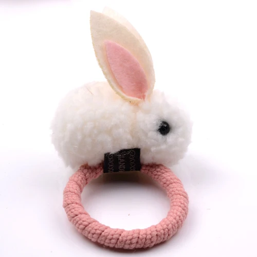 rubber band White 1 шт Новые дети милый кролик повязки на голову заколки для волос с фигурками животных плюшевый кролик с ушами заколки для волос девушки аксессуары для волос - Цвет: rubber band White