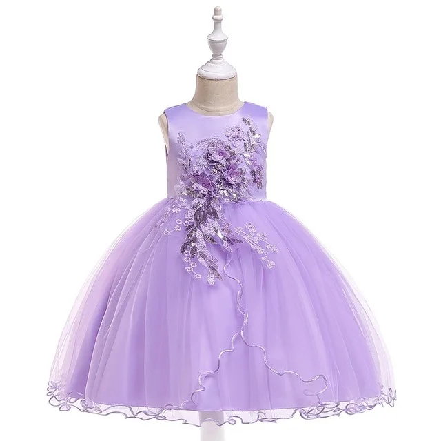 Light purple Летние нарядные платья для девочек; платье принцессы для выпускного вечера; свадебное платье с цветочным узором для девочек; одежда для детей; 5 От 6 до 10 лет - Цвет: Light purple
