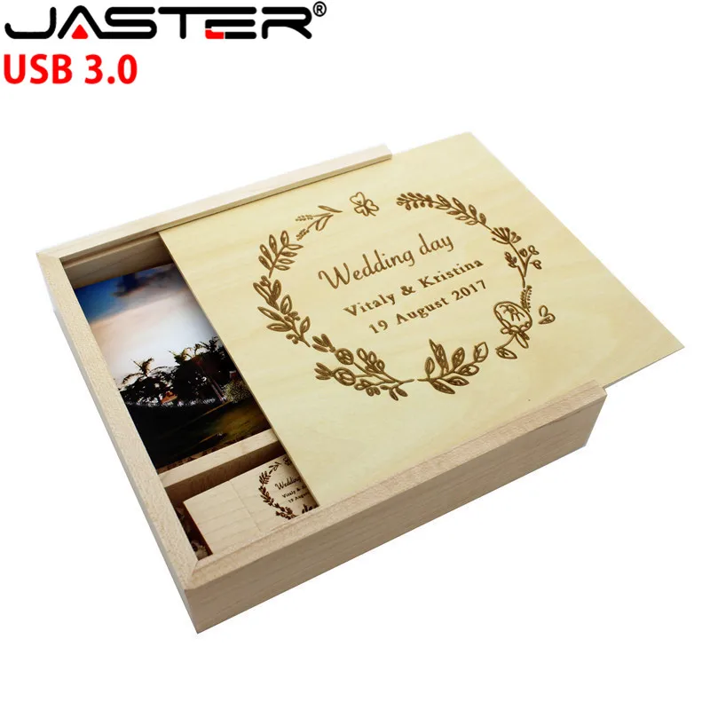 JASTER maple фотоальбом деревянный usb+ коробка Memory stick USB 3,0 4 ГБ 8 ГБ 16 ГБ 32 ГБ 64 ГБ фотография подарок логотип на заказ(170*170*35 мм