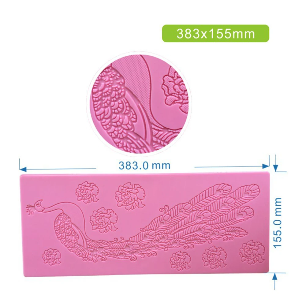 Peacock flower Fondant Mold Candy Chocolate Silicone Molds DIY Summer Party Cake Decorating Tools 38.3*15.5cm