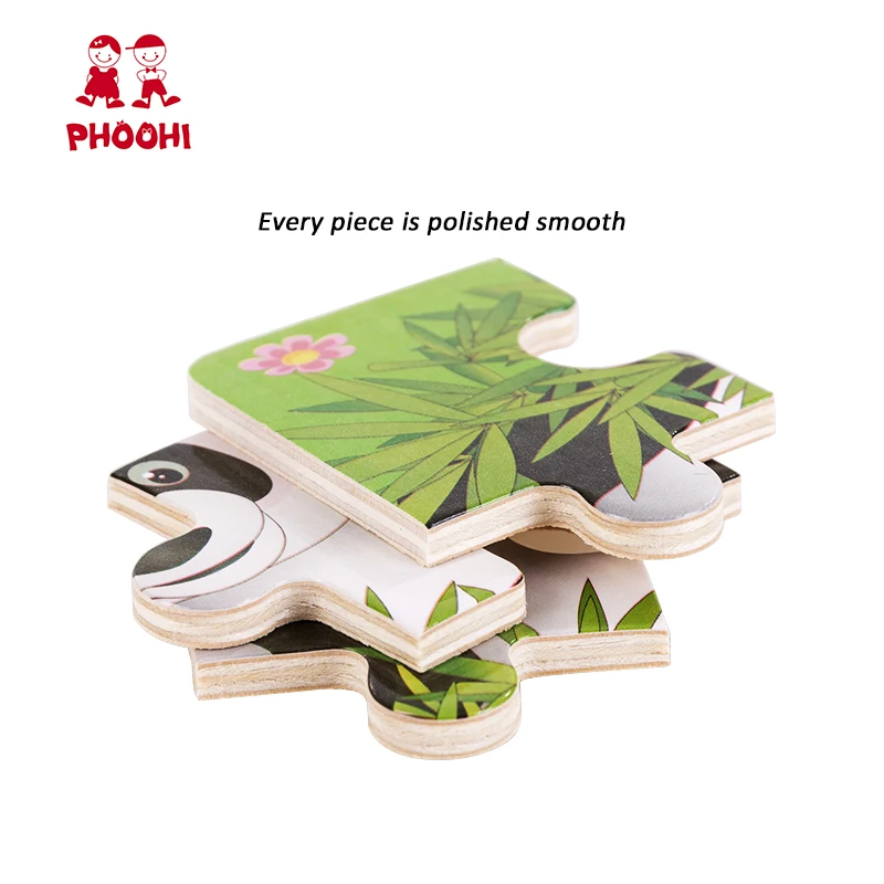 4 шт./компл. деревянные игрушки простые Пазлы для детей с животными фанера детские