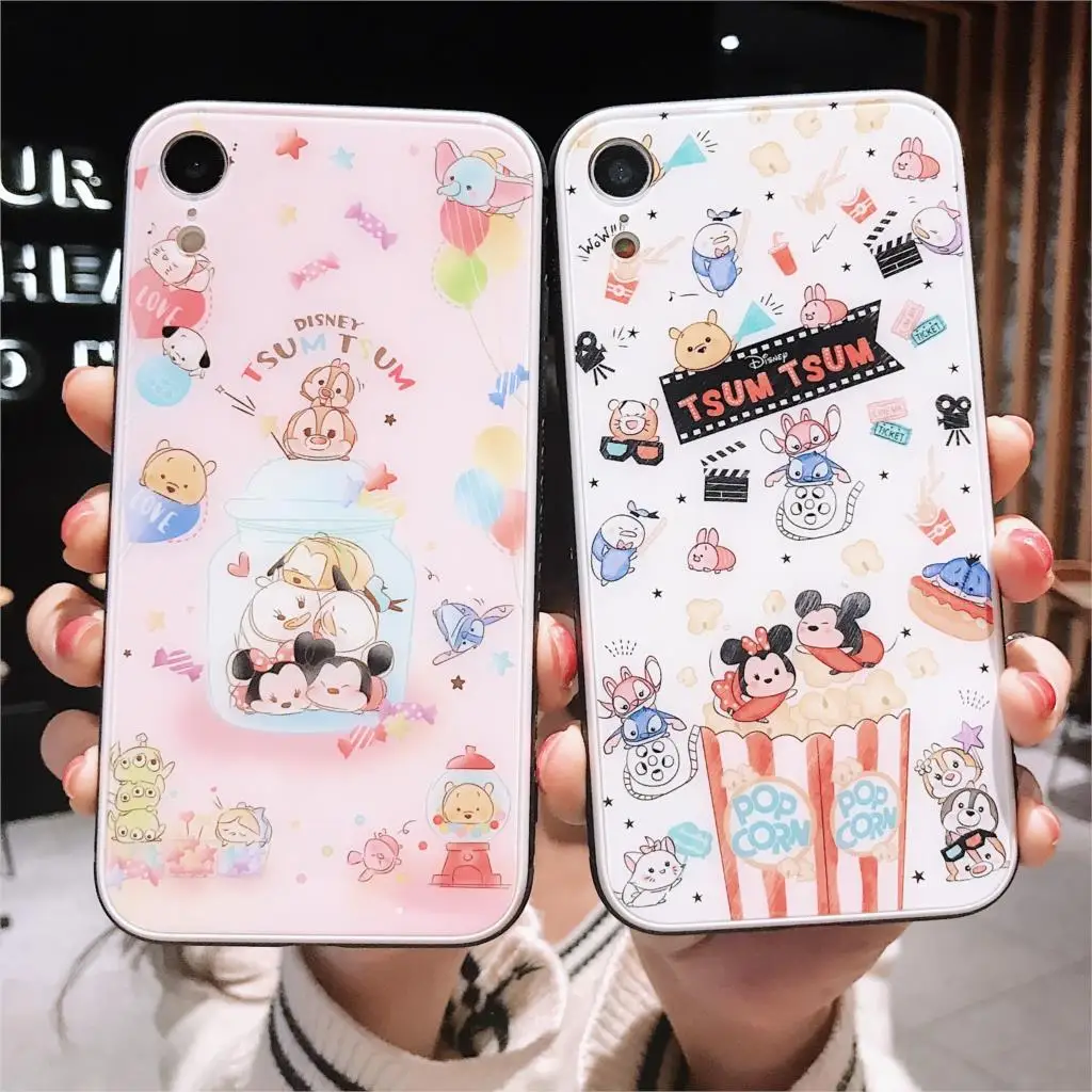 Чехол для телефона из закаленного стекла с мультяшным рисунком для iPhone 11 Pro Max 6 6s 7 8 Plus X XR XS Max, Жесткий Чехол