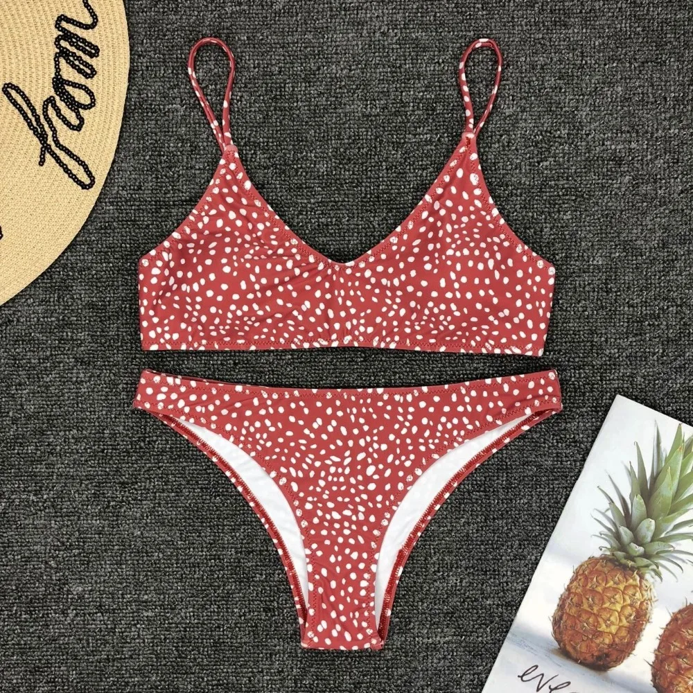 2019 Women Sexy Dot Printed Low Waist Bikini Sets Brazilian Female Swimwear Bathing Suits Push Up Summer Beach Wear |