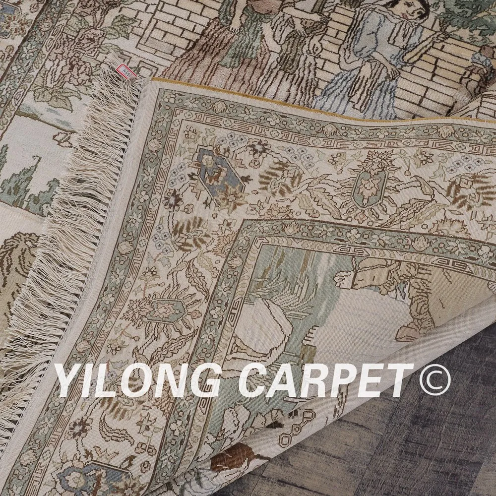 Yilong 4 'x 6' 300 линия персидский шелковый ковер винтажная художественная