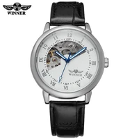 winner top brand golden watches mens watches men mechanical watches fashion leather skeleton wristwatches montre homme clock