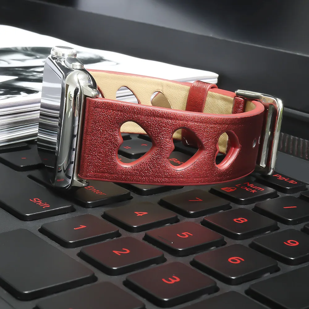 Ремешок кожаный для Apple Watch браслет цвета розового золота 44 мм 40 42 iWatch 4 3 2 Series 38