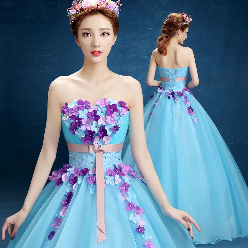

Синие милые бальные платья 16 дюймов, платья для Quinceanera, реальное фото, шикарные платья с аппликацией, Новое поступление