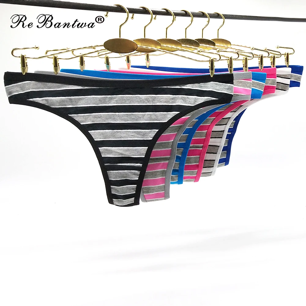 2019 сексуальные женские стринги полосатые хлопковые g-стринги Полосатое нижнее