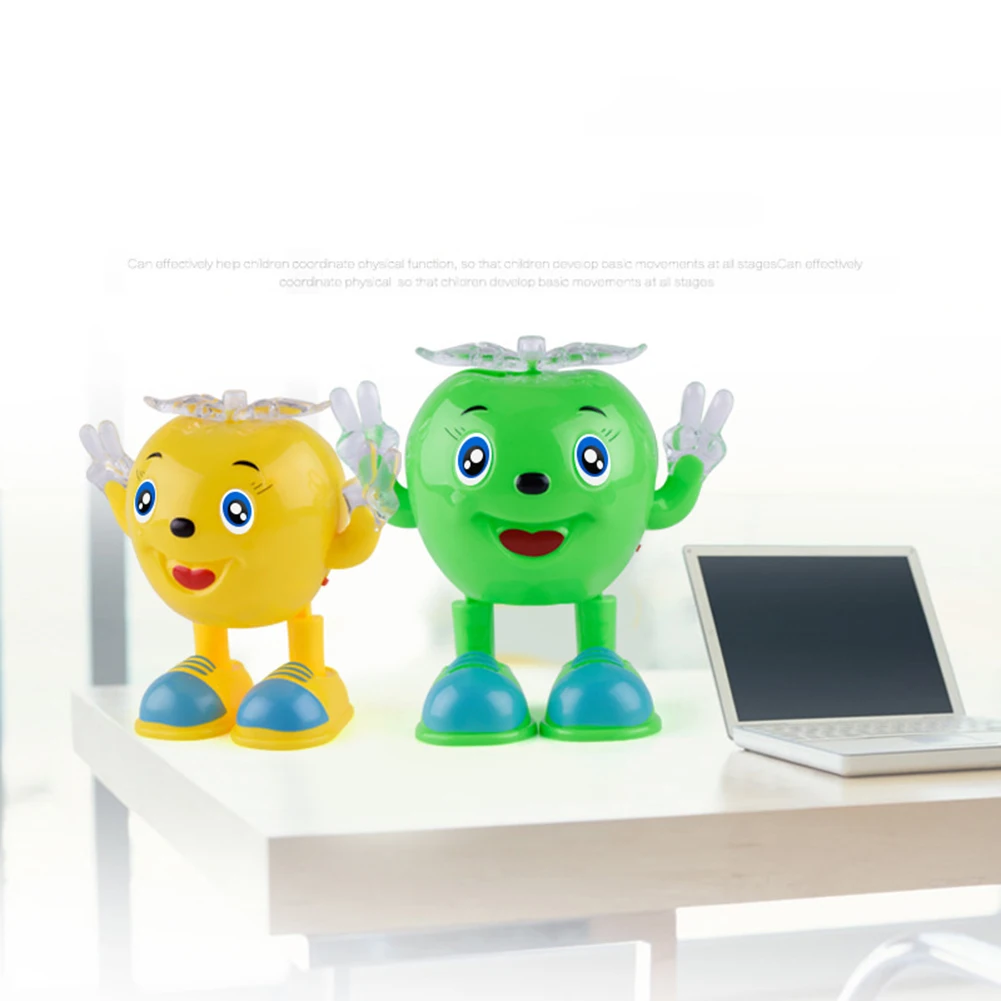 Cute Electric Toy Dancing Lightining Apple Robot with LED Flashing Music Kids Interactive Toys for children brinquedos juguetes