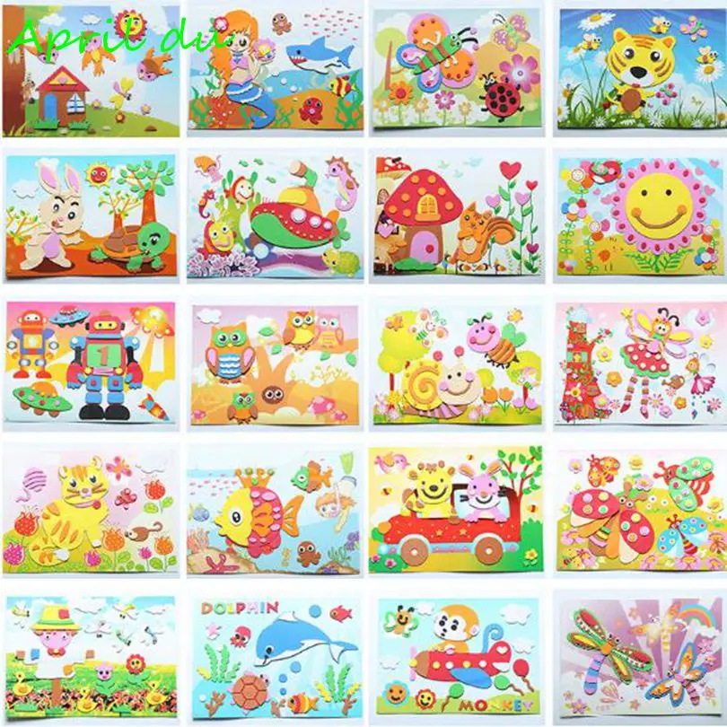 

Детские игрушки April Du, наклейки из ЭВА, наклейки ручной работы, цветные Обучающие игрушки, материал в упаковке, 20 картинок, смешанная доставк...