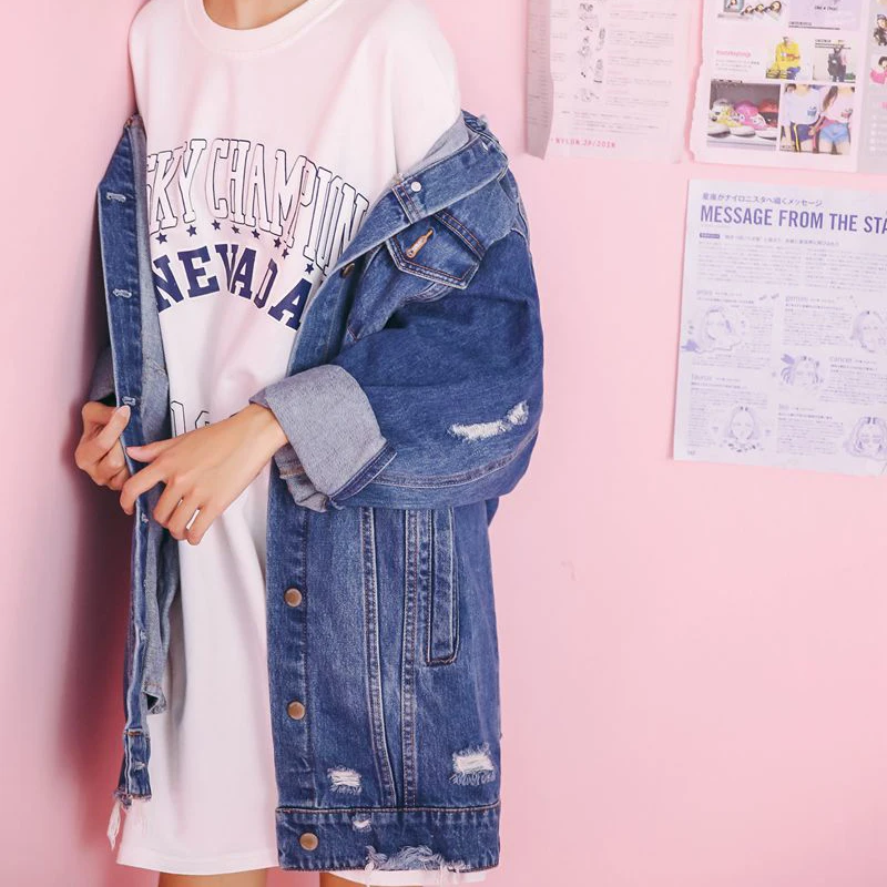 Новинка весны осенние джинсы Куртки 2017 Синий Винтаж джинсовая куртка Длинные