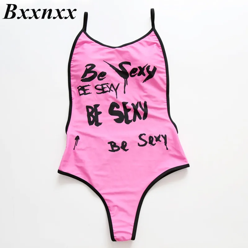 Bxxnxx 2020 Be сексуальные стринги с буквенным принтом купальный костюм розовый черный