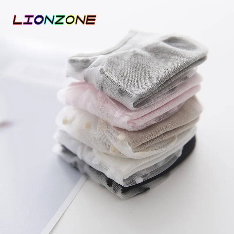 LIONZONE Dot женские шелковые носки дышащие Kawaii корейская мода тапочки повседневные