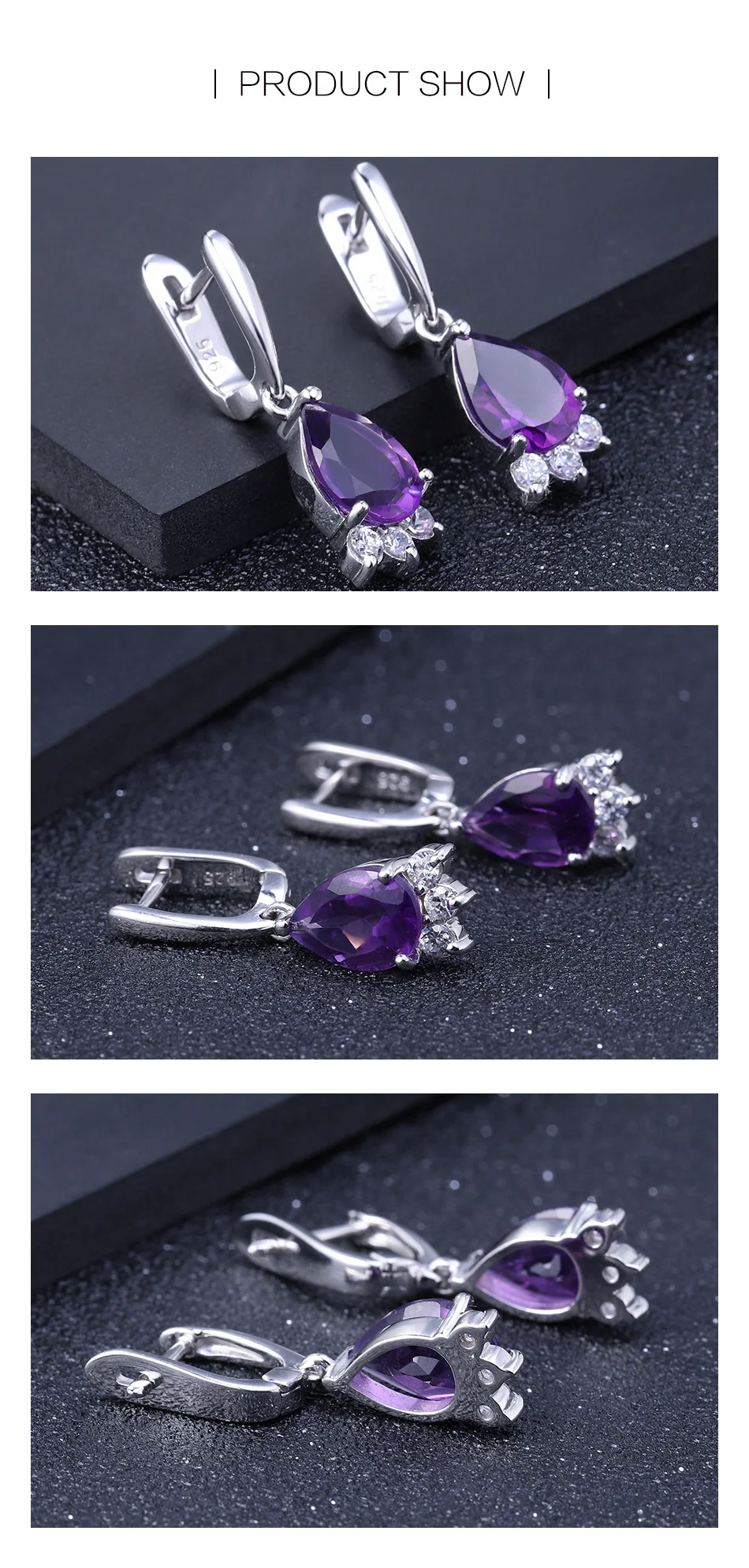 GEM'S BALLET 3.69Ct натуральный элегантный Аметист Висячие серьги из натуральной 925 пробы Серебряные Серьги с драгоценными камнями хорошее ювелирное изделие для женщин