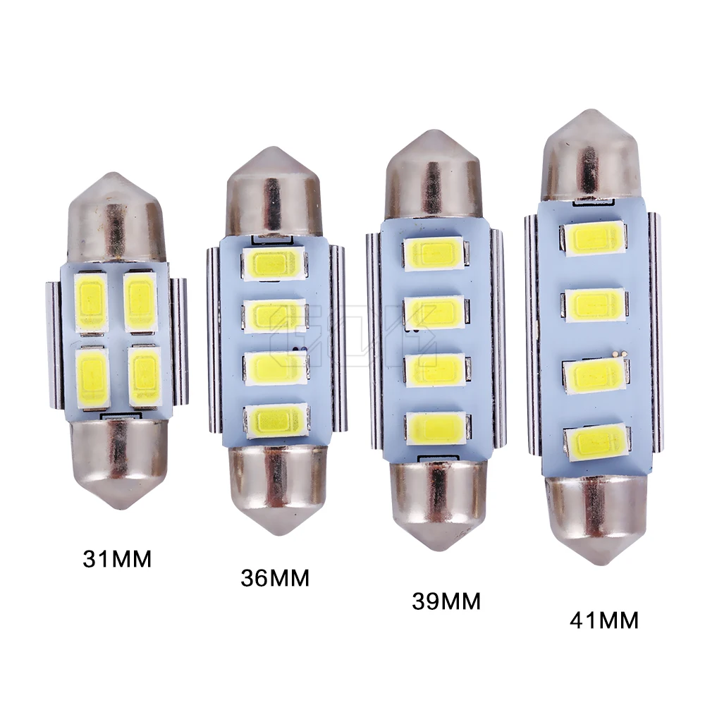 100 шт./лот светодиодная купольная лампа 31 мм 36 39 м 42 4SMD 5730 5630 Светодиодная c5w