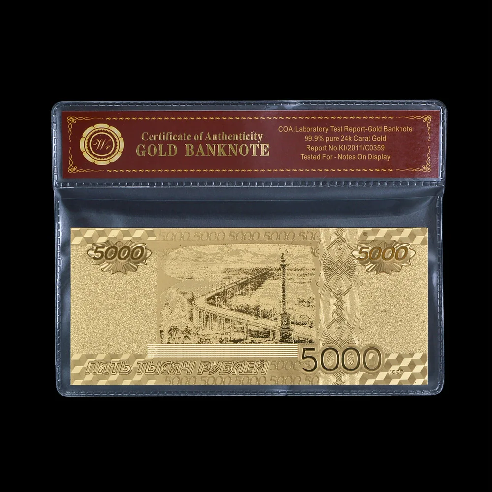 Ограниченные объемы российских счетов 5000 рубль Золотая банкнота PCV оптовая