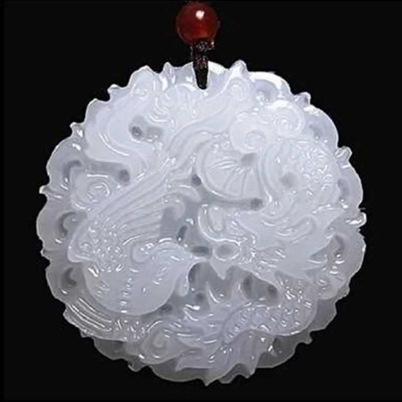 Дропшиппинг подвеска с белым нефритом Дракон и Феникс нефрит ожерелье удача