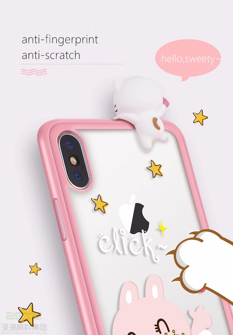 Закаленное стекло мультфильм бампер для iphone X/XS Макс. XR, защитный я-защита телефона рамка, высокое качество, мягкий на ощупь