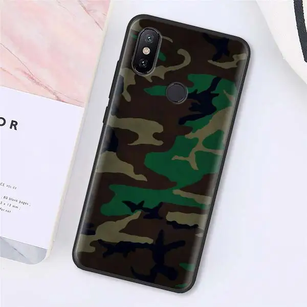 008 Камуфляжный военный армейский силиконовый чехол для Xiaomi Redmi 7 6 5 Note 7 5 6 Pro 4X 5A 6A S2 GO Poco F1 черный мягкий чехол - Цвет: 008