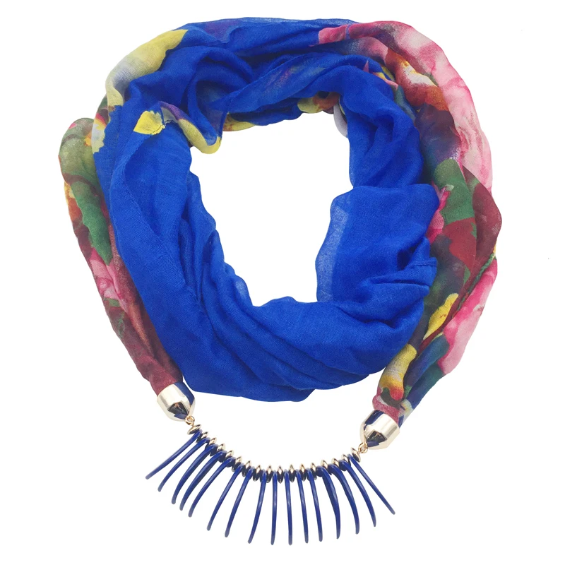 Fashion scarf necklace for women beads pendent jewelry wrap bandana ethnic foulard lic winter female accessories colorful flower | Украшения
