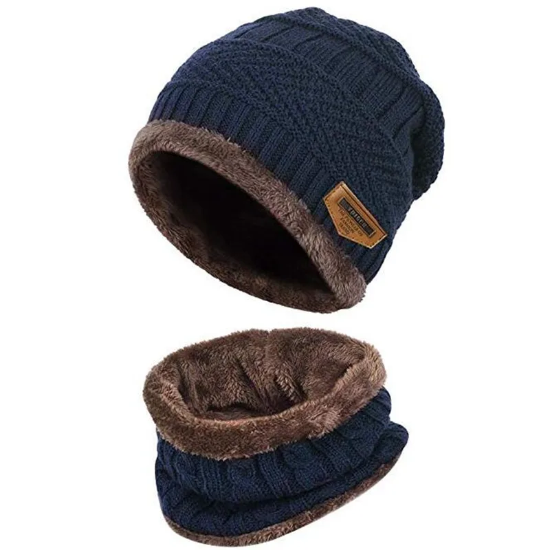 Теплая зимняя шапка, шарф, наборы Skullies шапка вязаная шапка шарф шапка зимние шапки для мужчин вязаная шапка мужская вязаная шапка