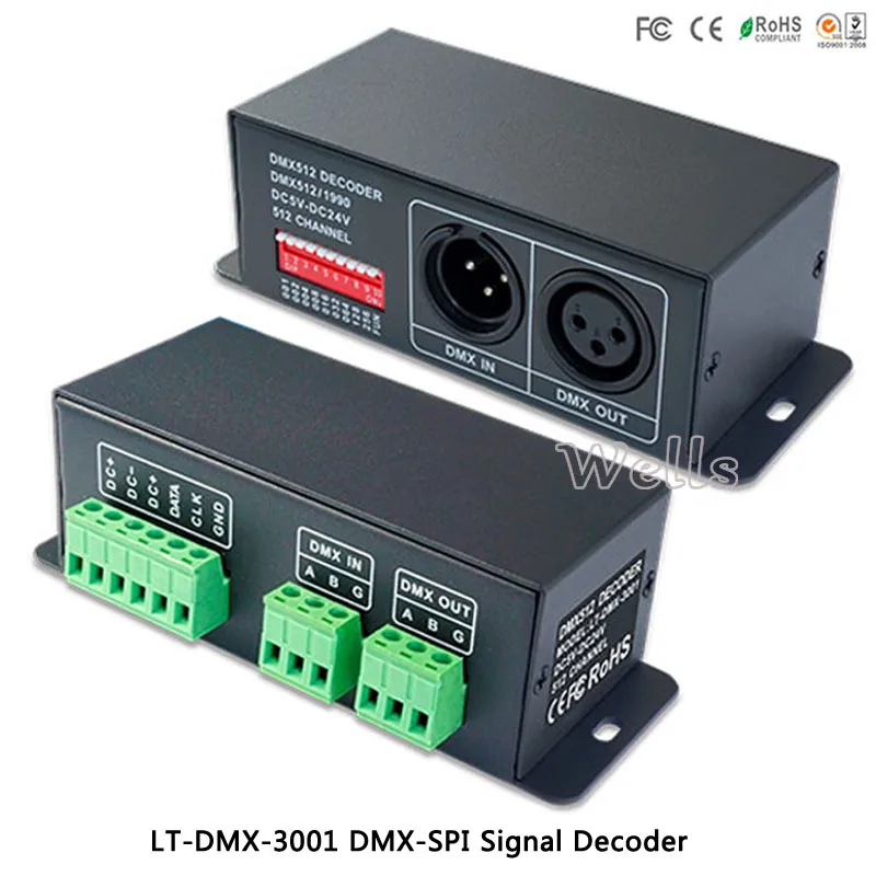 Ltech DMX SPI декодер LT 3001 Светодиодный контроллер поддерживает TLS3001 TLS3002 вождения IC