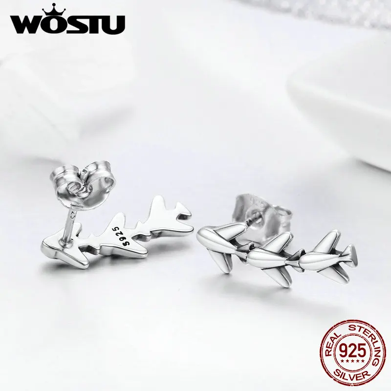 WOSTU чистое 925 пробы серебро дизайн тройные крошечные наборные серьги-капельки для женщин хорошее ювелирное изделие BKE325